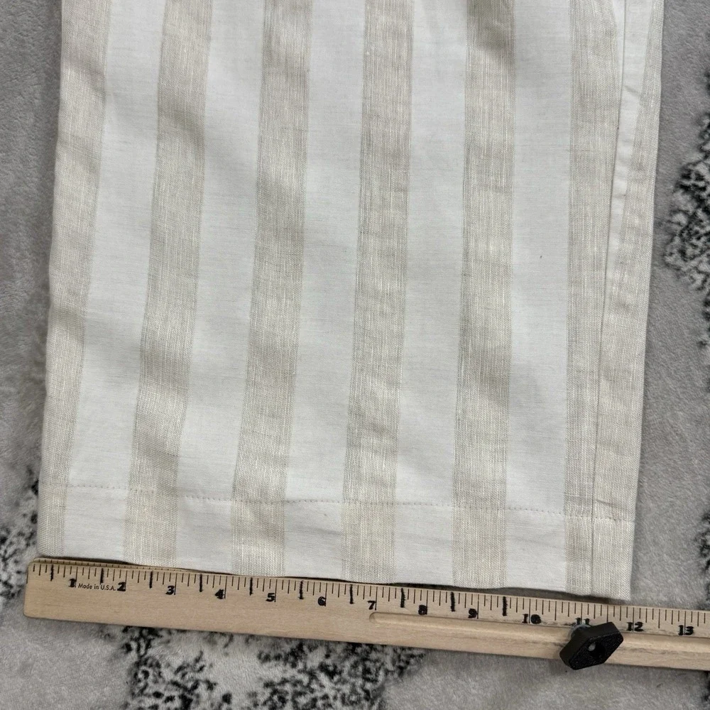 Who What Wear Linen Blend Pants Women 8 Wide Leg Cropped Striped Beige High Rise - Picture 7 of 14